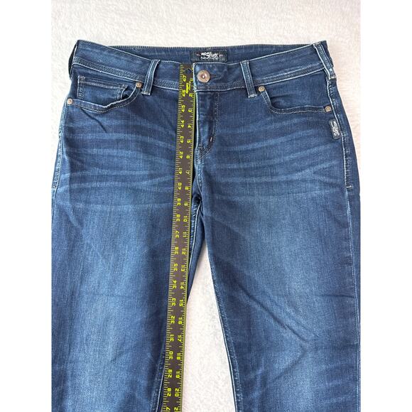 Silver Jeans Suki Super Mid Super Skinny 32x29 Dark Wash Embroidered Pockets - Picture 5 of 8
